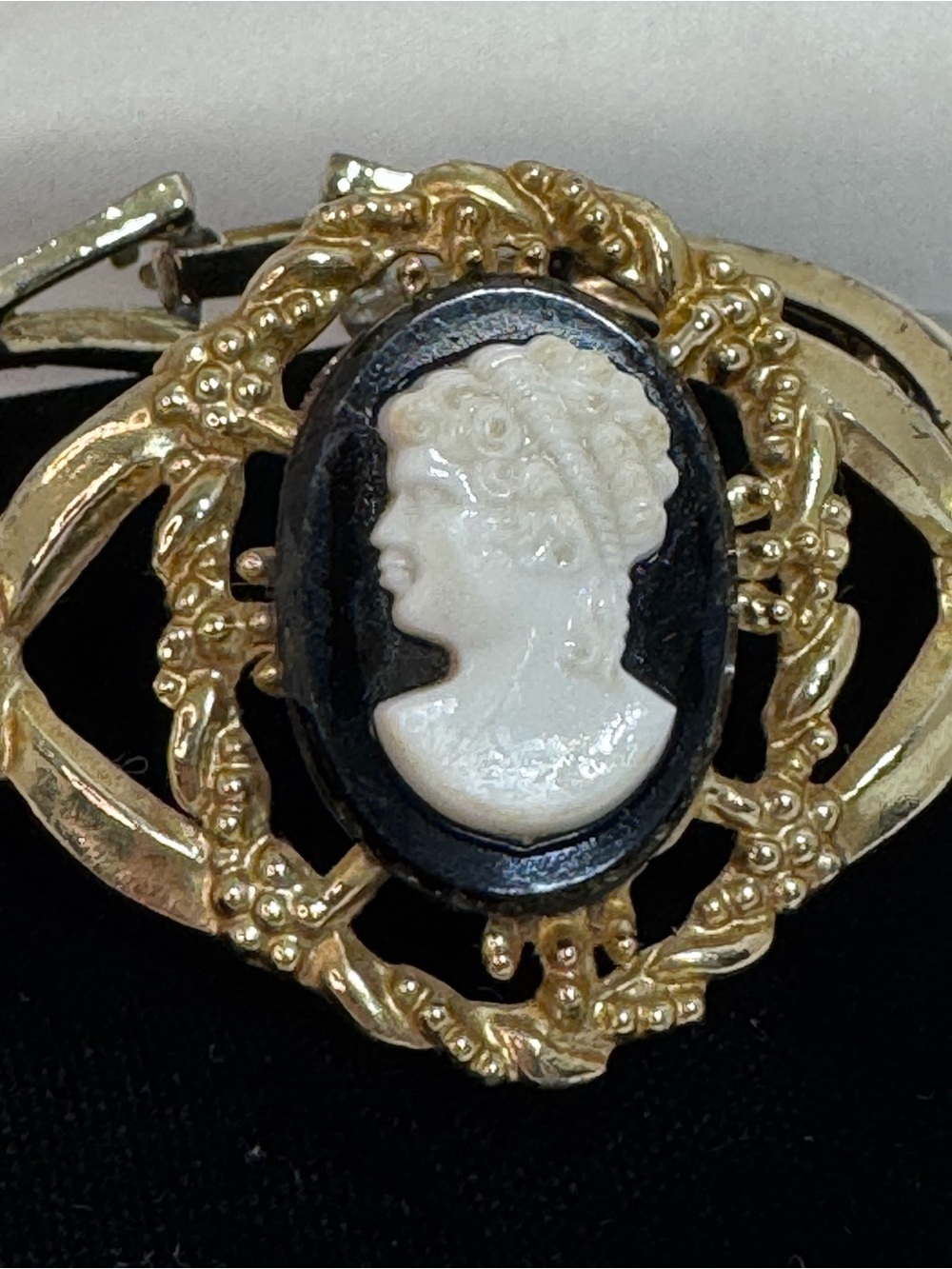 Goldtone Black and Ivory Cameo Bracelet